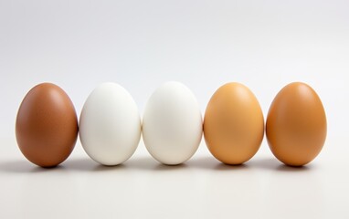 Eggs on a white background with copy space for text.