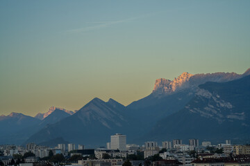 View of the mountains at the end of the day