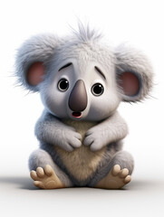 Fototapeta premium A 3D Cartoon Koala Sad and Surprised on a Solid Background