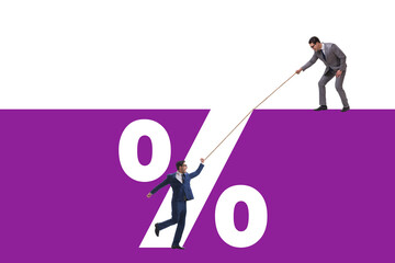 Business concept of high percent on debt and loan