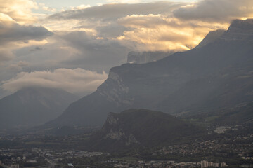 View of Grenoble from the heights of the Bastille. France