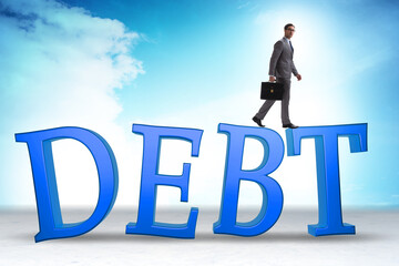 Debt and loan concept with large letters