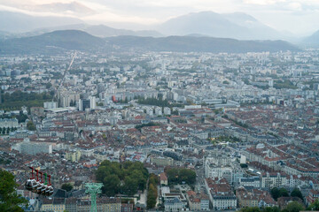 View of Grenoble from the heights of the Bastille. France