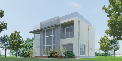 modern house with garden