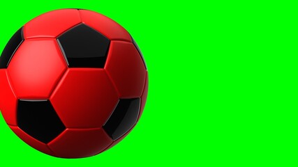 Fototapeta premium Red soccer ball on green chroma key text space. 3d illustration. 