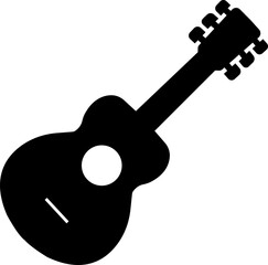 Black and white Guitar icon. Acoustic musical instrument sign Isolated on Transparent background. Music symbol Modern, simple flat icon for web site or mobile app.