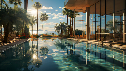 hotel pool, landscape