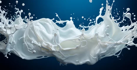 Foto op Plexiglas Splashes of milk, fresh cow white milk - AI generated image © BEMPhoto