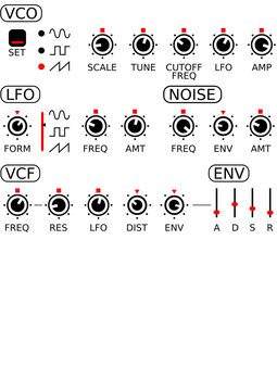 Synthesizer Oscillator VST Regler Grafik freigestellt Vektor
