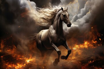 Obraz na płótnie Canvas Picture of a horse described in Revelation 6:8. Generative AI
