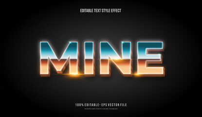 Gradient bright color with retro  theme text style effect. Editable 3d text effect styles.