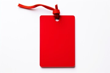 Red blank price tag on white background. Generative AI