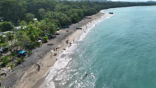 Lush tropical Caribbean Coast of Limon in Costa Rica -aerial views of Cocles, Punta Uva, Playa Chiquita and Manzanillo