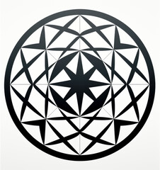 Star in circular pattern logo icon silhouette on a white background.