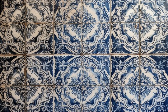 Ornate Portuguese tiles. Generative AI