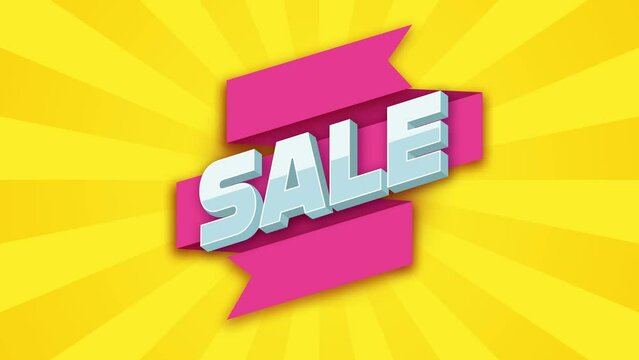 Sale title animated yellow pink banner yellow Background