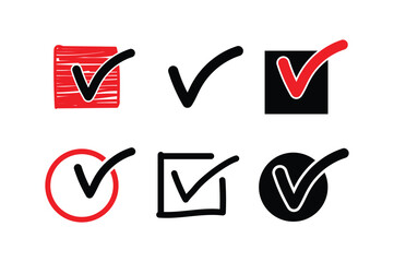 Hand drawn Different types of check marks , icon , symbols