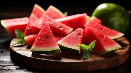 Vibrant, freshly sliced watermelon on a hot day
