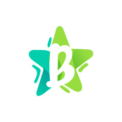 letter B logo design, letter B with Star combination flat design logo template element.