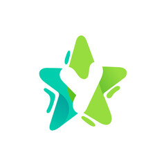 letter Y logo design, letter Y with Star combination flat design logo template element.