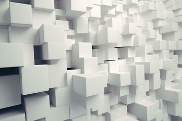 White 3D blocks arranged in a sleek pattern, creating a modern abstract backdrop. 3D rendered image. Generative AI