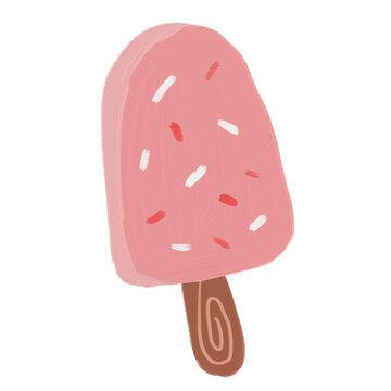 ice cream strawberry oil paint