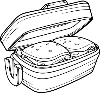 recommend clip art: outline illustration of Lunchboox for coloring page