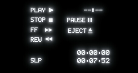 VHS video player screen for vintage effect for crt tv