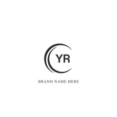 YR logo. Y R design. White YR letter. YR, Y R letter logo design. Initial letter YR linked circle uppercase monogram logo.