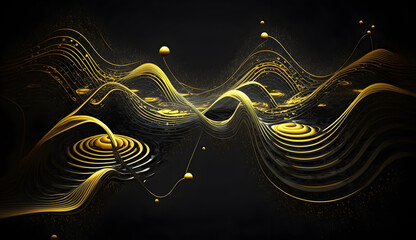 Water stream line art background, luxury gold wallpaper design for cover background - obrazy, fototapety, plakaty