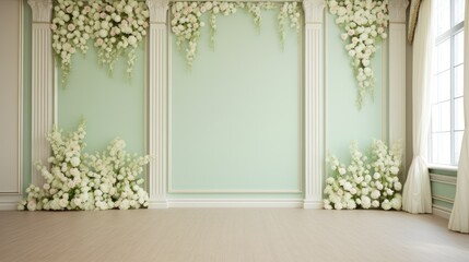 Ethereal Green Dreams Wedding Background - obrazy, fototapety, plakaty