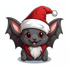Bat wearing a Santa hat