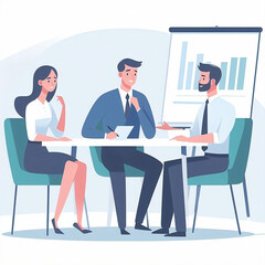 Corporate Strategy Session: Flat Illustration of a Business Meeting - Perfect for Business Blogs and Corporate Presentations