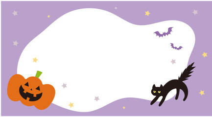 Fototapeta premium ハロウィンかぼちゃのかわいい背景フレームイラスト