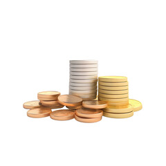 stack of coins. Pastel background. 3D rendering. Financial and investment business concepts
