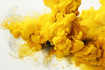 yellow fumes against a white backdrop. Generative AI