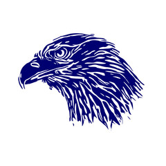 line sketch of an eagle's head as an element for making logos, activity symbols and organizational symbols