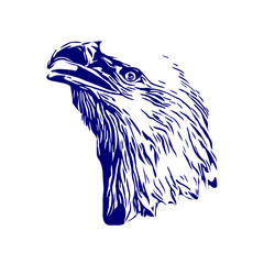 line sketch of an eagle's head as an element for making logos, activity symbols and organizational symbols