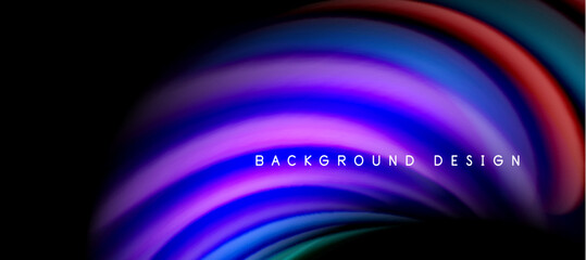 Rainbow color wave lines on black. Techno or business abstract background for posters, covers, banners, brochures, websites