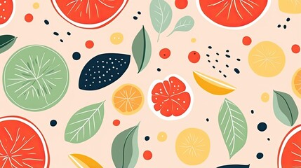 Abstract fruit plant leaf simple shape, minimal botanic eco agriculture concept. Nature illustration fruits background.