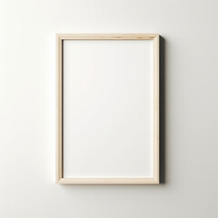 Thin Neutral Light Wood Picture Frame on a White Wall