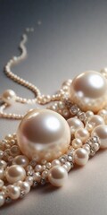 Obraz premium Textured background surrounded by beautiful pearls, vertical image, background image, generative AI