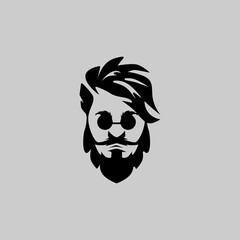 Bearded man, man face vector logo template.