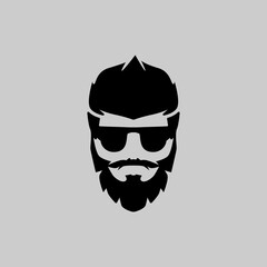Bearded man, man face vector logo template.