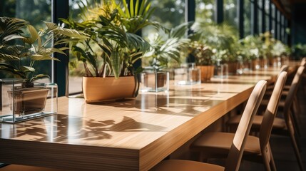 The interior of modern office with wooden floor.