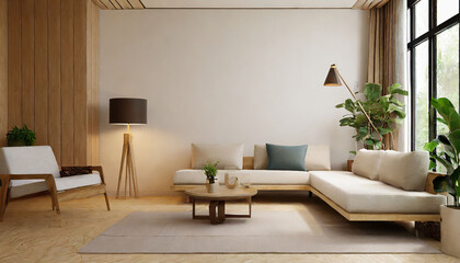 Fototapeta premium Minimalist home interior design of modern living room