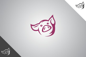 Pig logo. Minimal and modern logotype. Perfect logo for business related to agriculture industry, wheat farm, farm field, natural harvest, breeder. Isolated background. Vector eps 10.