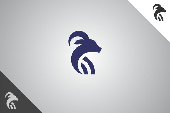 Goat logo. Minimal and modern logotype. Perfect logo for business related to agriculture industry, wheat farm, farm field, natural harvest, breeder. Isolated background. Vector eps 10.