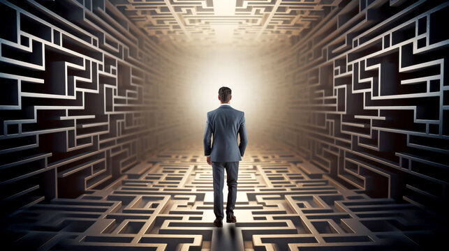 COMPLEX LIFE LABYRINTH, SURREAL HORIZONTAL IMAGE. image created by legal AI