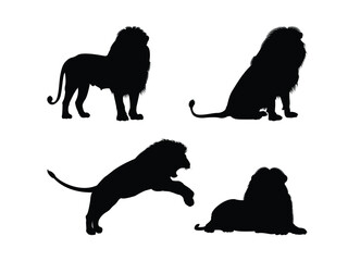 Set of Male Lion Silhouettes